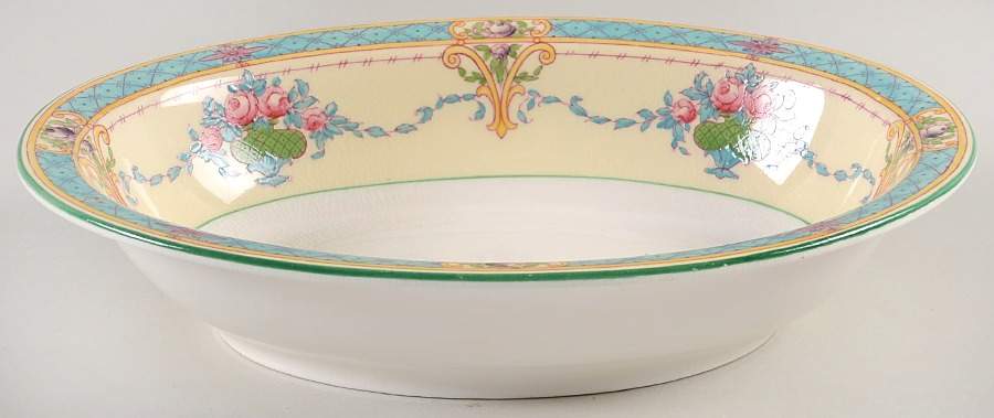 Melba Cream Rim 10" Oval Vegetable Bowl by Royal Worcester-1