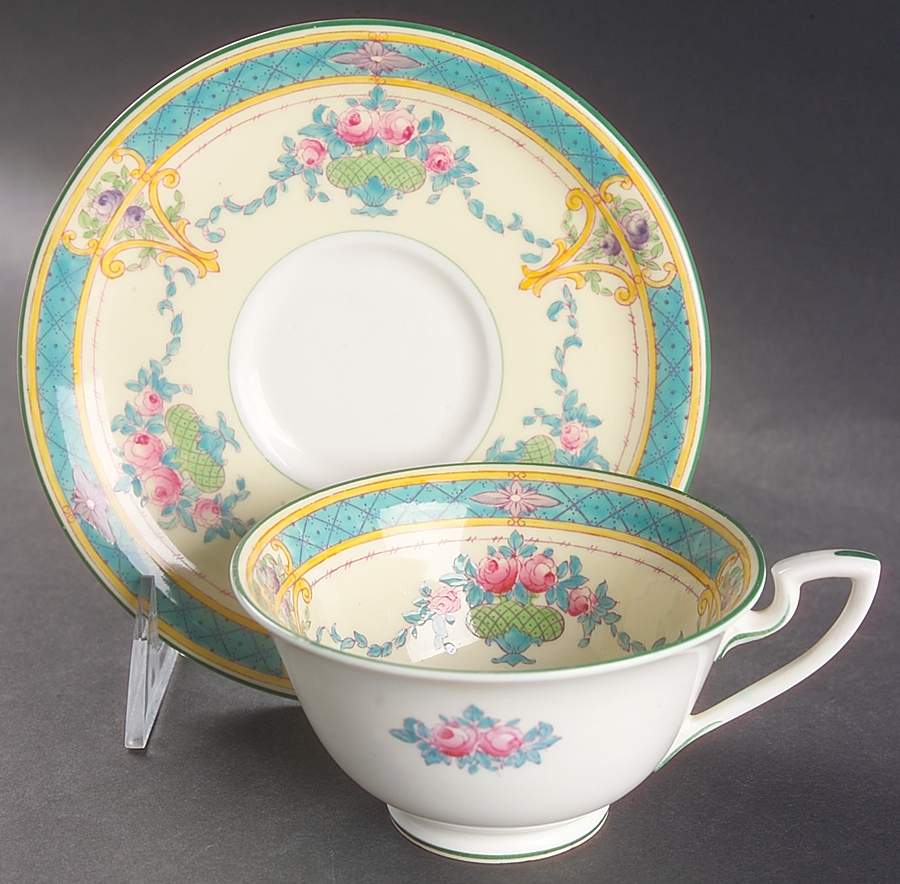 Melba Cream Rim Footed Cup & Saucer Set by Royal Worcester-1
