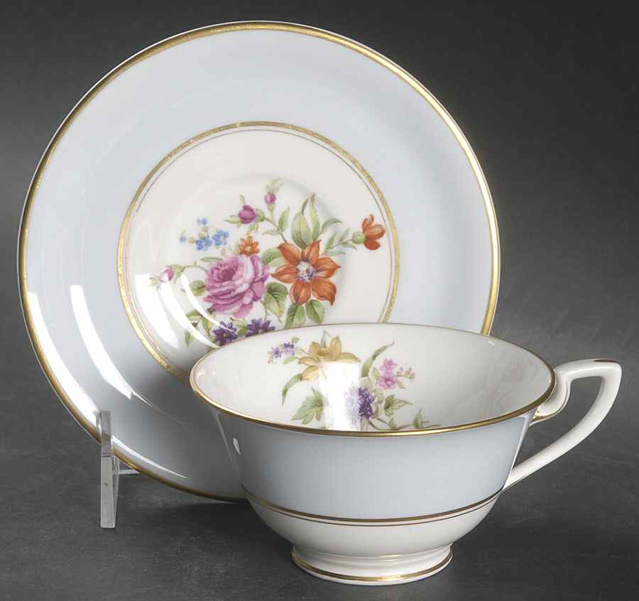 Miranda Blue Footed Cup & Saucer Set by Royal Worcester-1