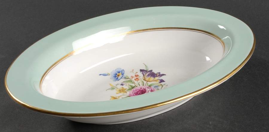 Miranda Light Green 10" Oval Vegetable Bowl by Royal Worcester-1