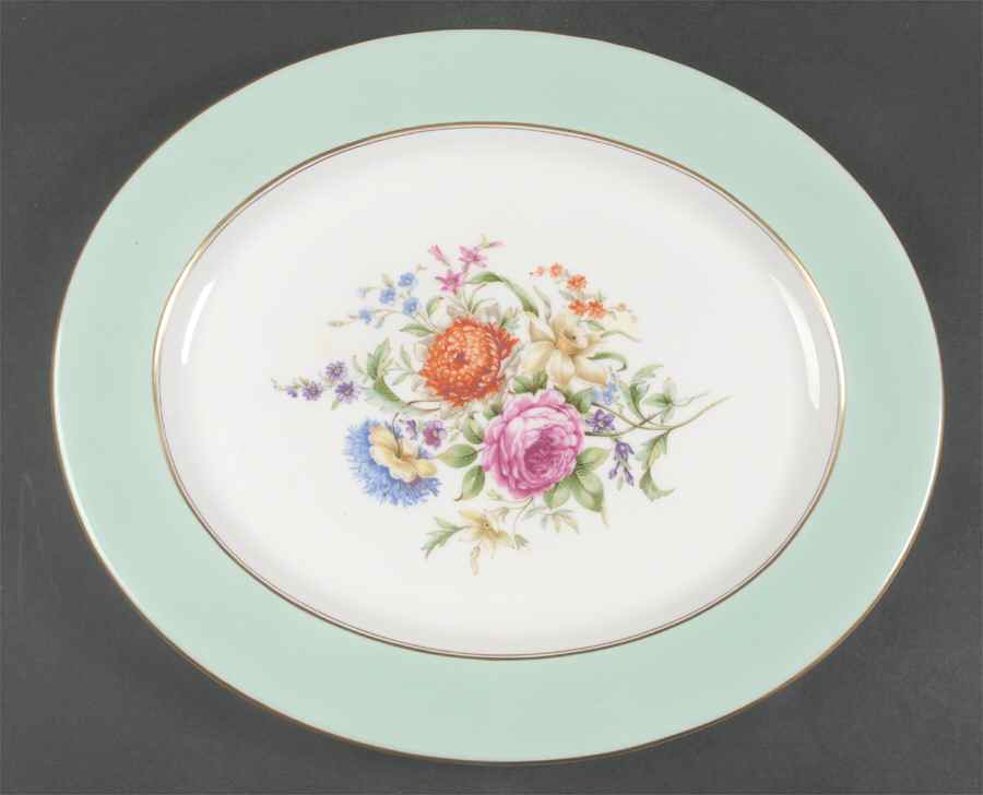 Miranda Light Green 15" Oval Serving Platter by Royal Worcester-1