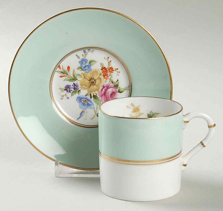 Miranda Light Green Flat Demitasse Cup & Saucer Set by Royal Worcester-1