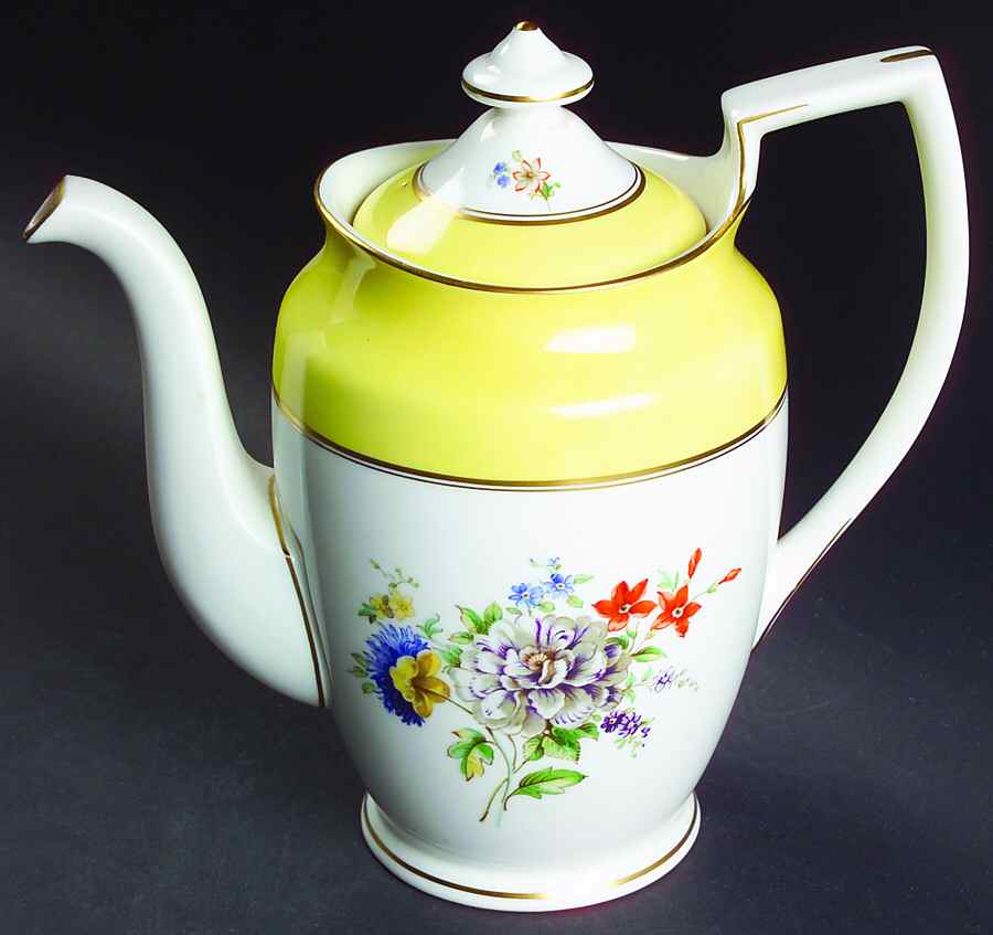 Miranda Yellow Mini Coffee Pot & Lid by Royal Worcester-1