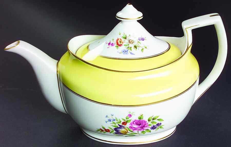 Miranda Yellow Teapot & Lid by Royal Worcester-1