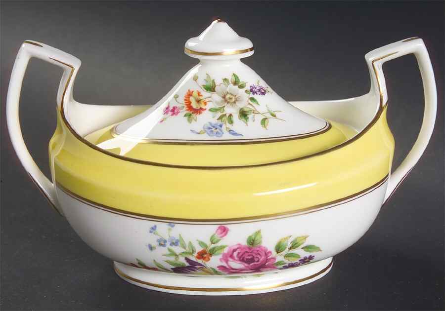 Miranda Yellow Sugar Bowl & Lid by Royal Worcester-1