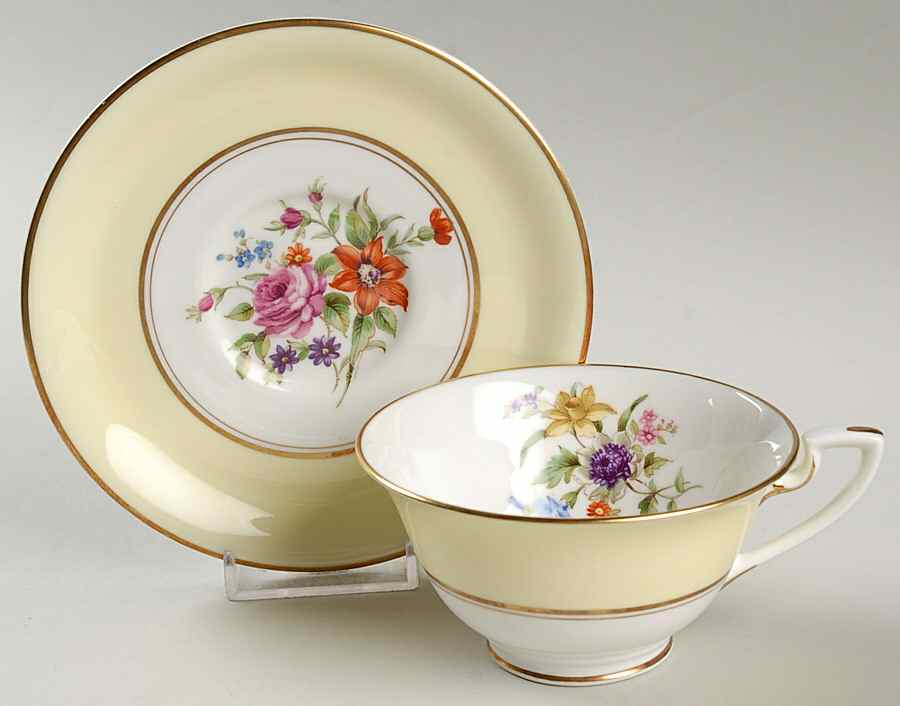 Miranda Yellow Footed Cup & Saucer Set by Royal Worcester-1