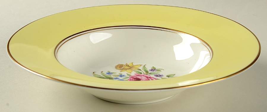Miranda Yellow Rim Soup Bowl by Royal Worcester-1