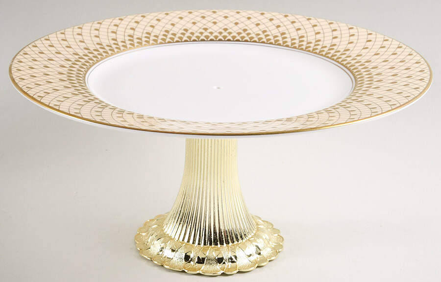 Monte Carlo Ivory Cake Stand with 4"-5" Metal Pedestal  Hc by Royal Worcester-1