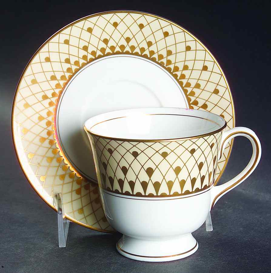 Monte Carlo Ivory Footed Cup & Saucer Set by Royal Worcester-1