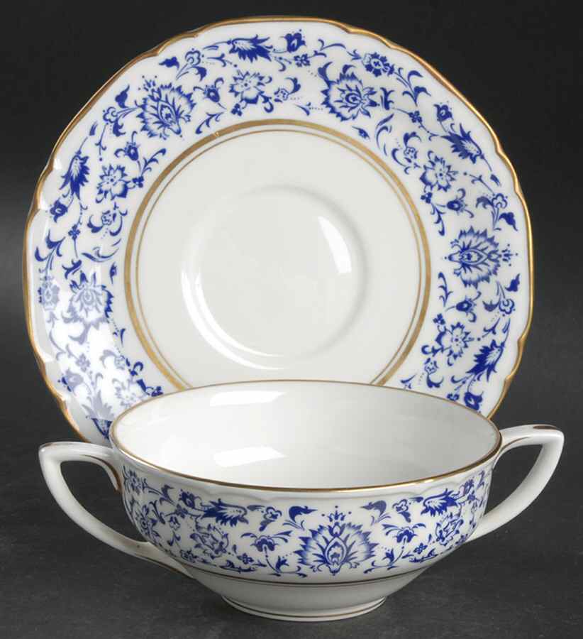 Montserrat Flat Cream Soup Bowl & Saucer Set by Royal Worcester-1