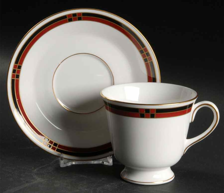 Mondrian Footed Cup & Saucer Set by Royal Worcester-1