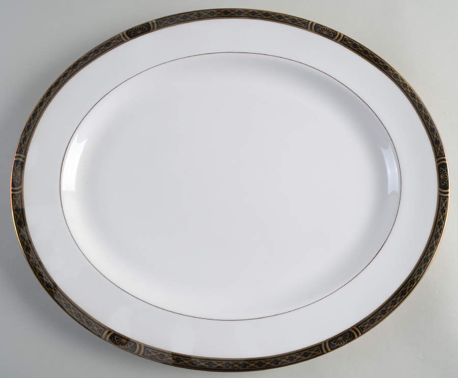 Mountbatten Black 15" Oval Serving Platter by Royal Worcester-1