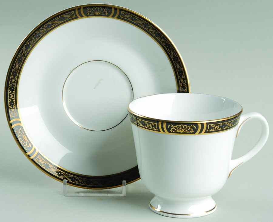 Mountbatten Black Footed Cup & Saucer Set by Royal Worcester-1