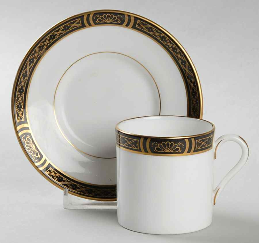 Mountbatten Black Footed Demitasse Cup & Saucer Set by Royal Worcester-1