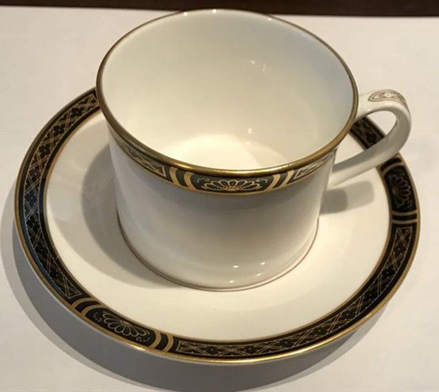Mountbatten Black Flat Demitasse Cup & Saucer Set by Royal Worcester-1