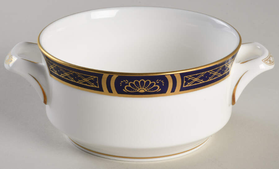 Mountbatten Cobalt Blue (Gold Trim) Flat Cream Soup Bowl by Royal Worcester-1