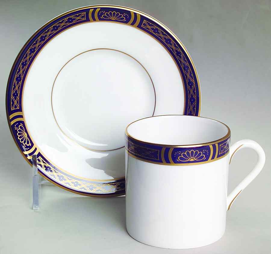 Mountbatten Cobalt Blue (Gold Trim) Flat Demitasse Cup & Saucer Set by Royal Worcester-1