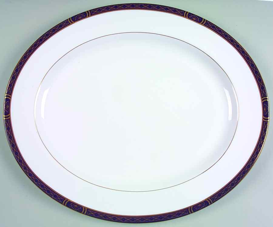 Mountbatten Cobalt Blue (Gold Trim) 15" Oval Serving Platter by Royal Worcester-1