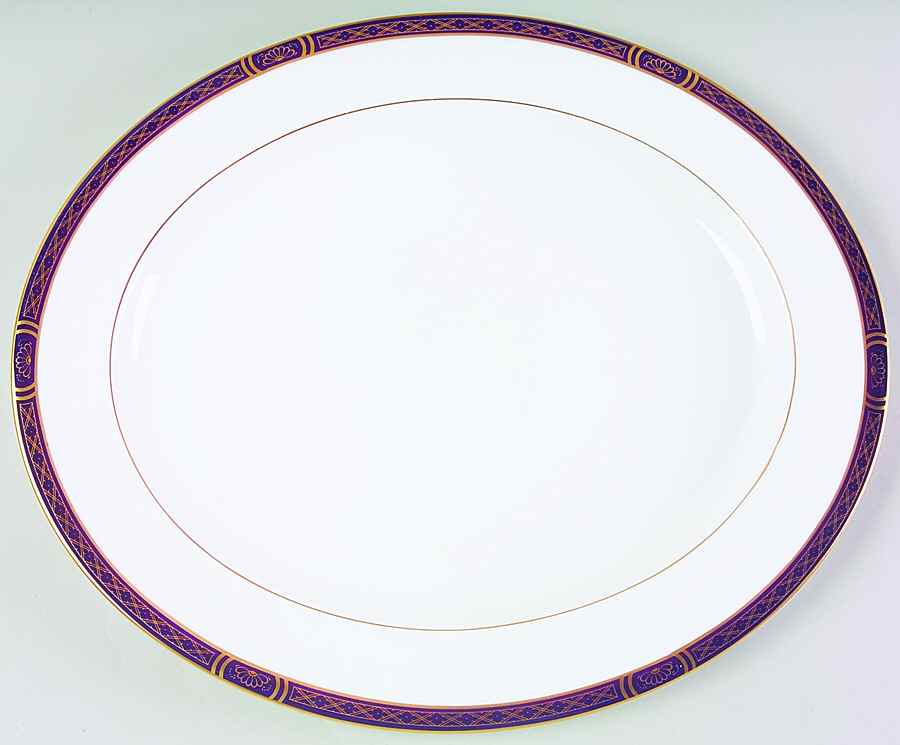 Mountbatten Cobalt Blue (Gold Trim) 16" Oval Serving Platter by Royal Worcester-1