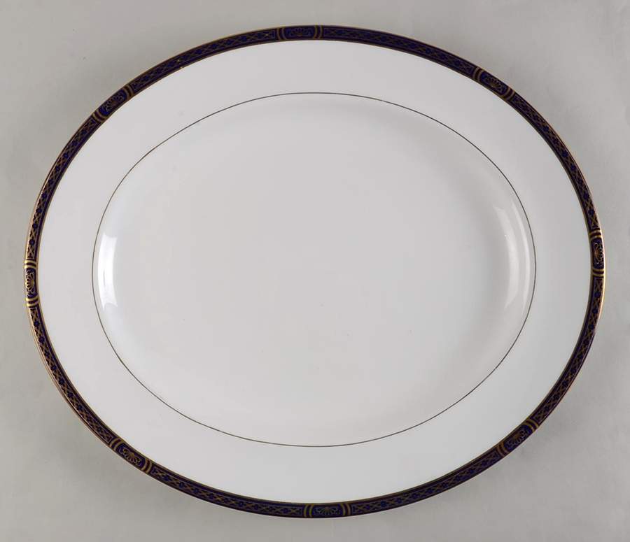Mountbatten Cobalt Blue (Gold Trim) 17" Oval Serving Platter by Royal Worcester-1