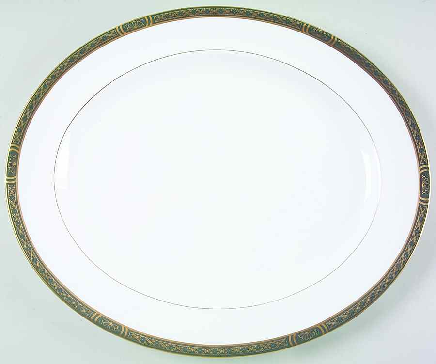 Mountbatten Green 15" Oval Serving Platter by Royal Worcester-1