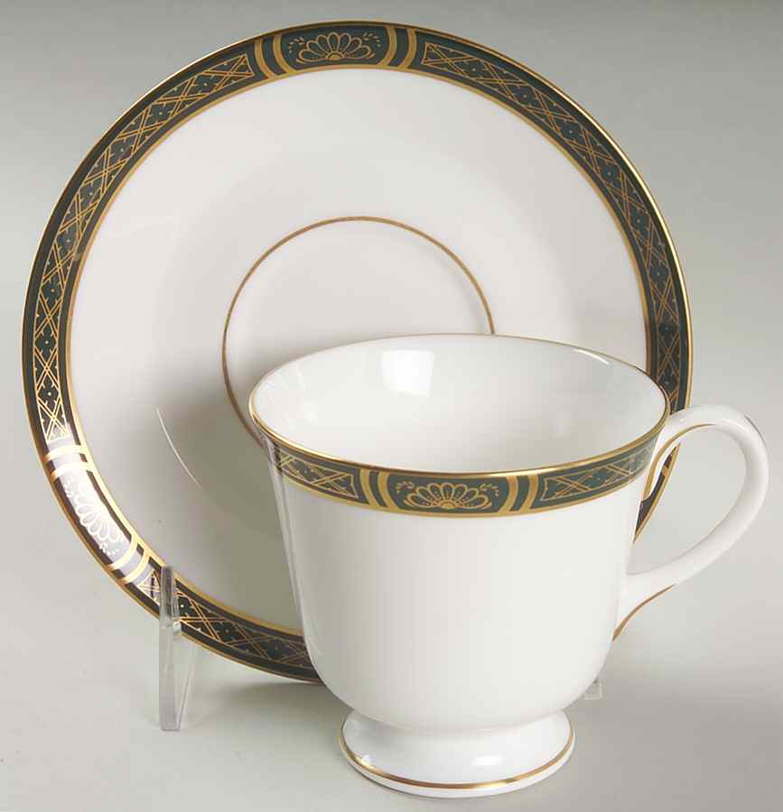 Mountbatten Green Footed Cup & Saucer Set by Royal Worcester-1