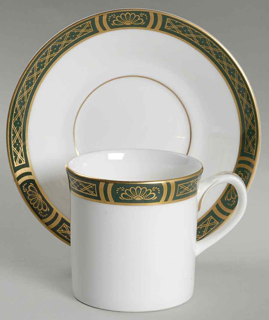 Mountbatten Green Flat Demitasse Cup & Saucer Set by Royal Worcester-1