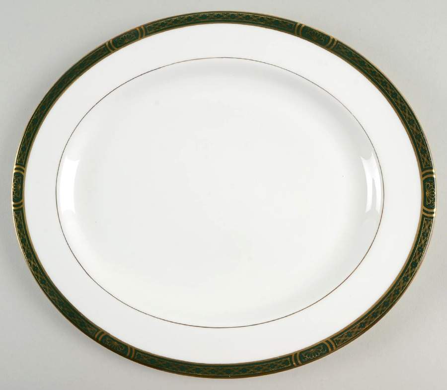 Mountbatten Green 13" Oval Serving Platter by Royal Worcester-1