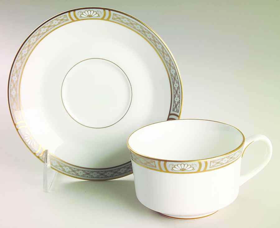 Mountbatten Grey Footed Cup & Saucer Set by Royal Worcester-1