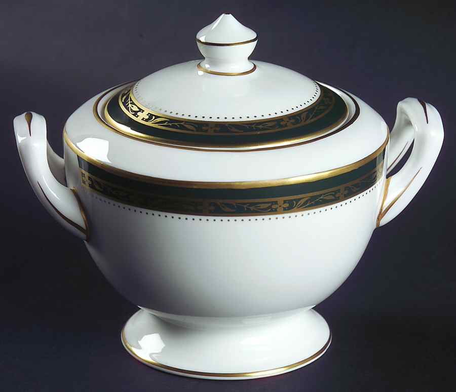 Odette (Green) Sugar Bowl & Lid by Royal Worcester-1