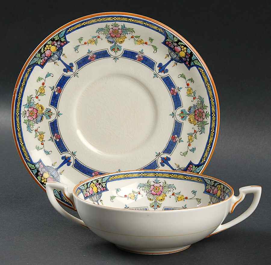 Orlando Flat Cream Soup Bowl & Saucer Set by Royal Worcester-1