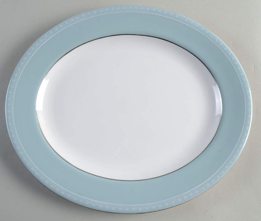 Orleans (Platinum Trim) 13" Oval Serving Platter by Royal Worcester-1