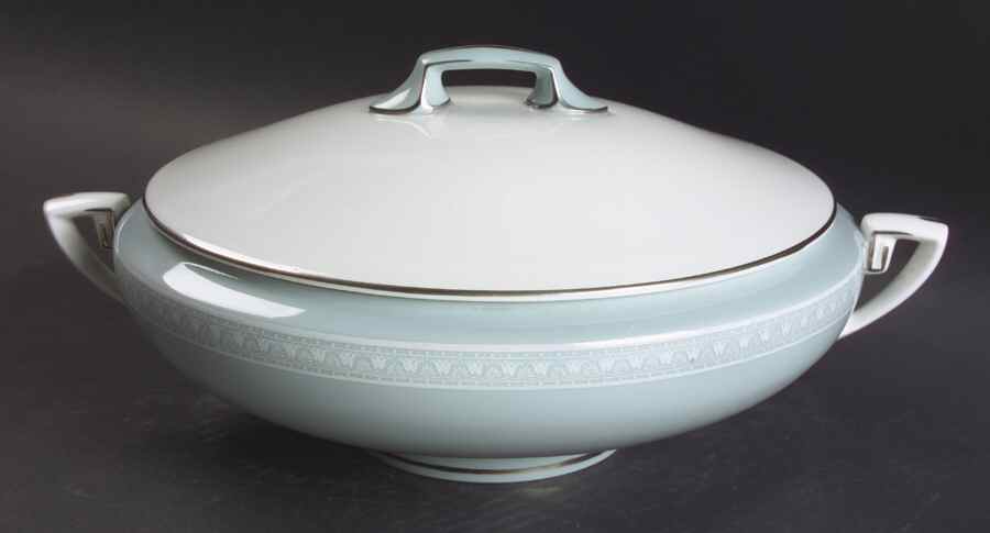 Orleans (Platinum Trim) Round Covered Vegetable by Royal Worcester-1