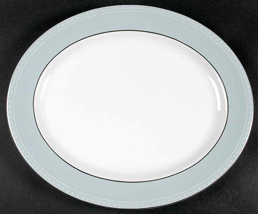 Orleans (Platinum Trim) 15" Oval Serving Platter by Royal Worcester-1