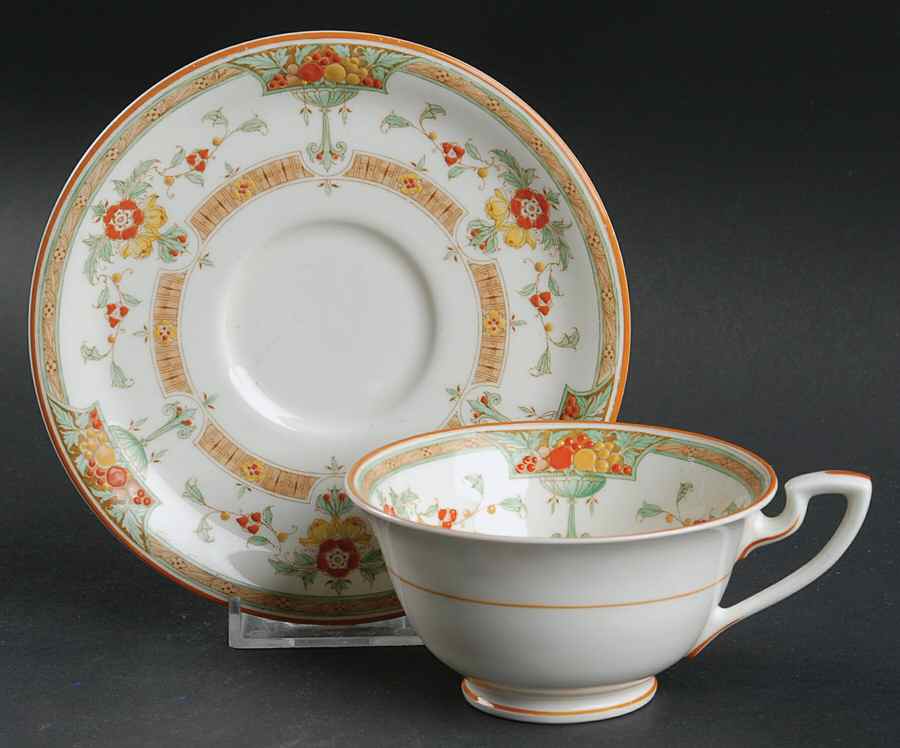 Orlando Orange Footed Cup & Saucer Set by Royal Worcester-1