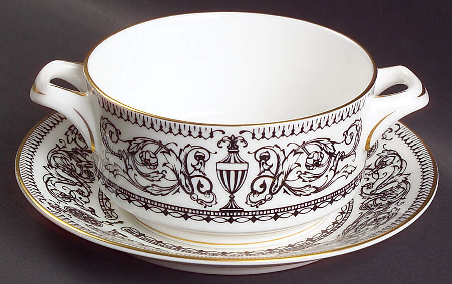 Padua Flat Cream Soup Bowl & Saucer Set by Royal Worcester-1