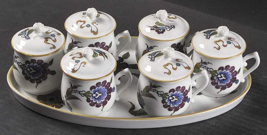 Palmyra Pot De Creme Set (Tray with 6 Pots) by Royal Worcester-1