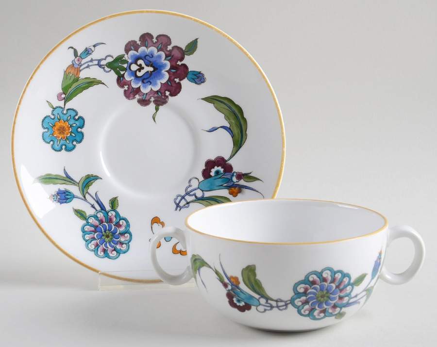 Palmyra Flat Cream Soup Bowl & Saucer Set by Royal Worcester-1