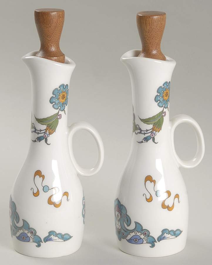 Palmyra Set of 2 Oil/Vinegar Cruets & Wood Stoppers by Royal Worcester-1