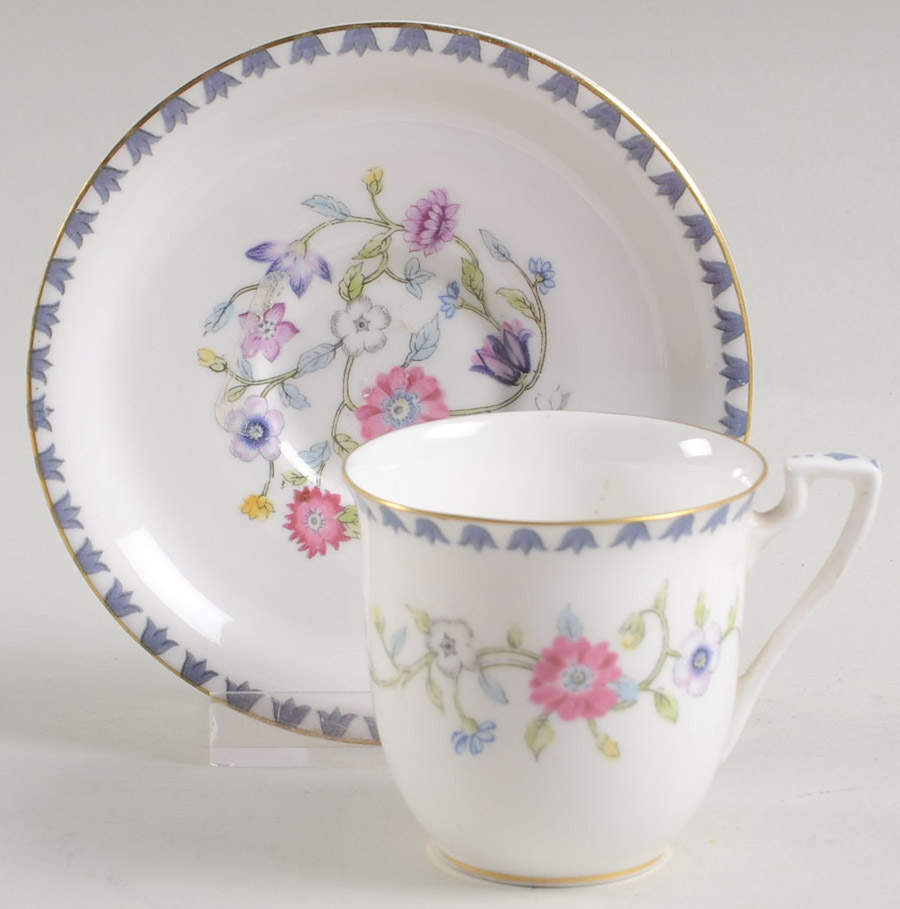 Patricia Flat Demitasse Cup & Saucer Set by Royal Worcester-1