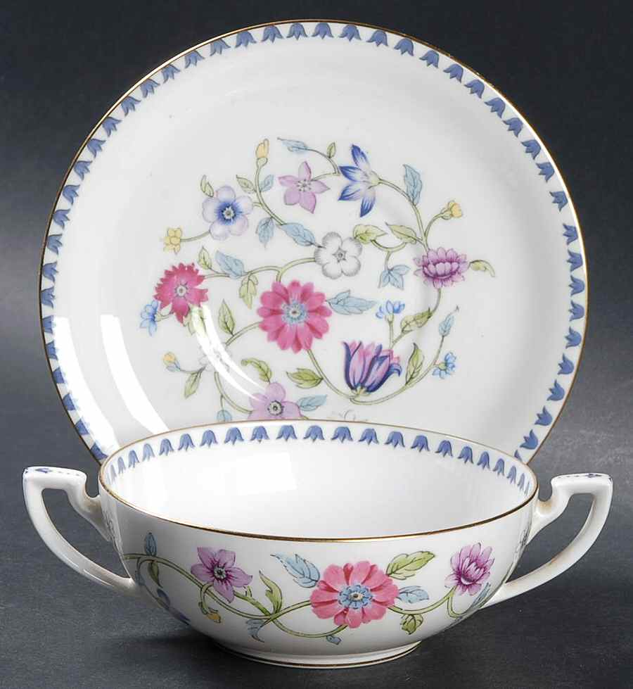 Patricia Flat Cream Soup Bowl & Saucer Set by Royal Worcester-1