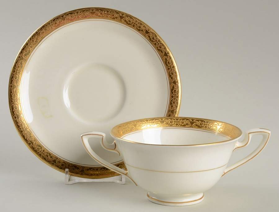 Patrician Flat Cream Soup Bowl & Saucer Set by Royal Worcester-1