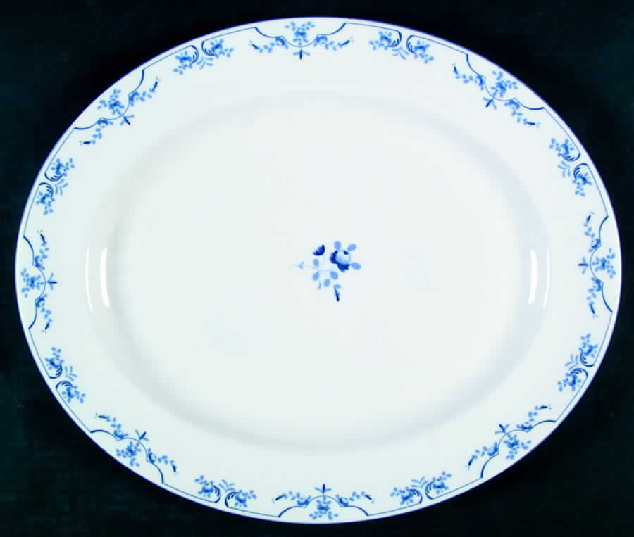 Petite Fleur Blue (Smooth) 15" Oval Serving Platter by Royal Worcester-1