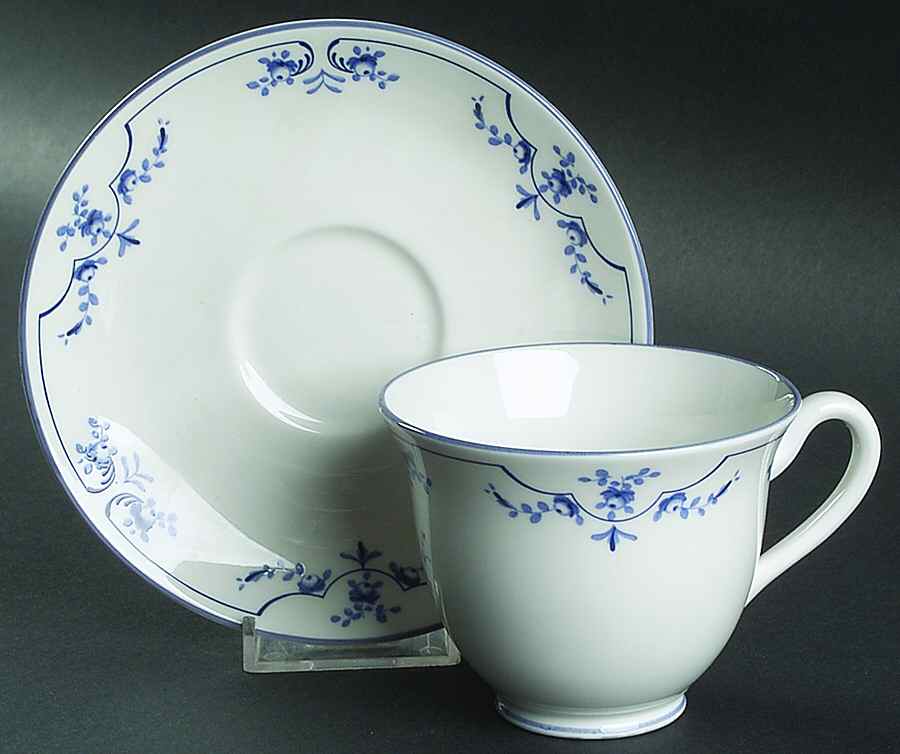 Petite Fleur Blue (Smooth) Footed Cup & Saucer Set by Royal Worcester-1