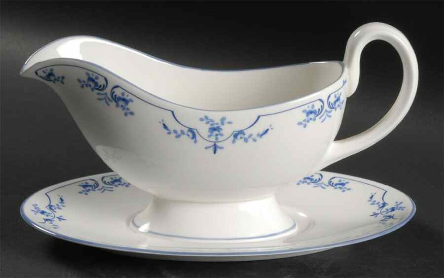 Petite Fleur Blue (Smooth) Gravy Boat & Underplate by Royal Worcester-1