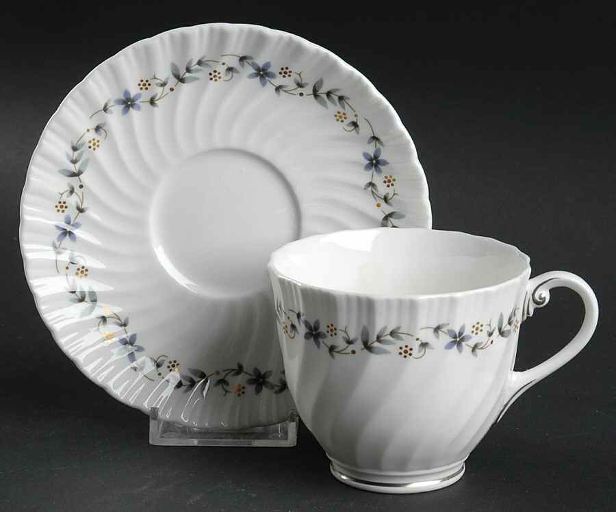 Petite Fleur (Swirl) Footed Cup & Saucer Set by Royal Worcester-1