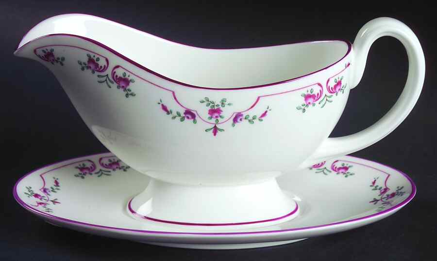 Petite Fleur Pink (Smooth) Gravy Boat & Underplate by Royal Worcester-1