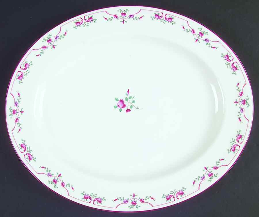 Petite Fleur Pink (Smooth) 15" Oval Serving Platter by Royal Worcester-1