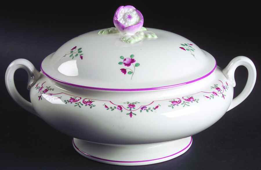 Petite Fleur Pink (Smooth) Round Covered Vegetable by Royal Worcester-1