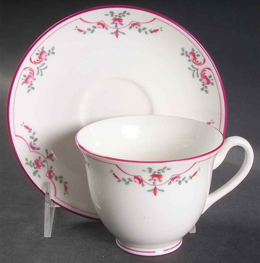Petite Fleur Pink (Smooth) Footed Cup & Saucer Set by Royal Worcester-1
